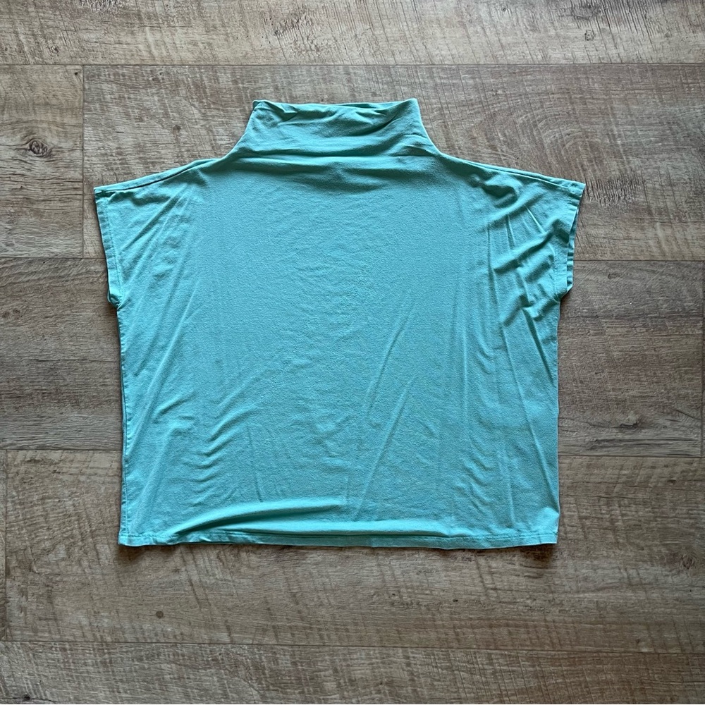 Eileen Fisher Relaxed Turtleneck Dolman Top in Aqua Blue